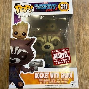 Rocket with Groot Funko Pop NIB.  Exclusive POP from the Marvel Collector Corps!